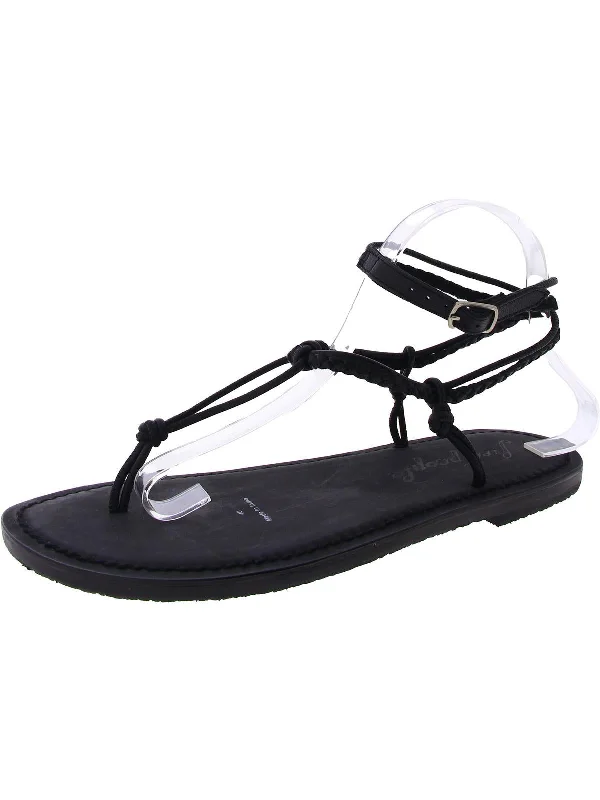 Womens Leather Braided Thong Sandals