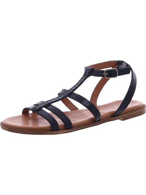 Womens Leather Caged Strappy Sandals