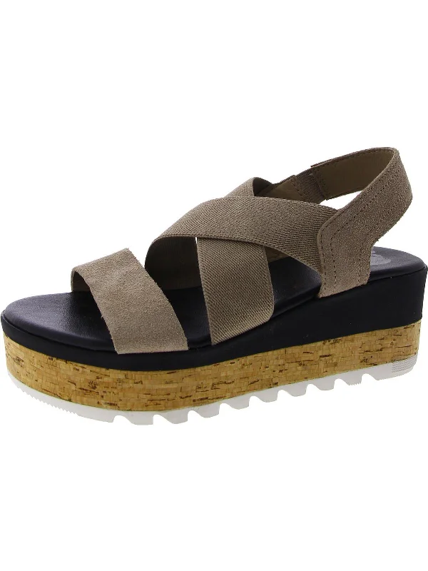 Womens Leather Open Toe Wedge Sandals