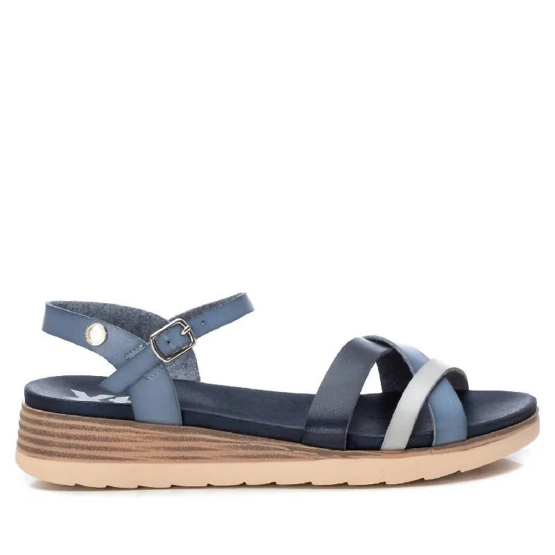 Women's Low Wedge Sandals In Navy