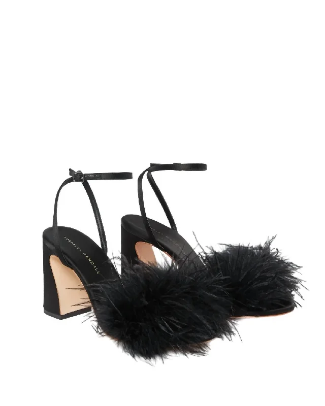 Women's Minerva Simple Sandal With Feathers In Black