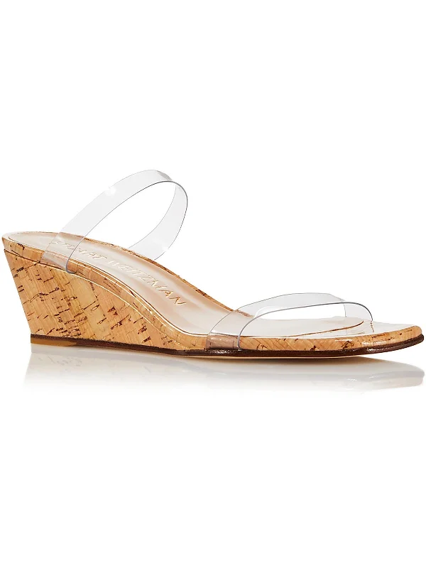 Womens Patent Cork Wedge Sandals