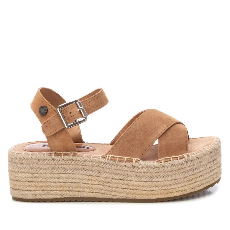 Women's Platform Sandals In Camel