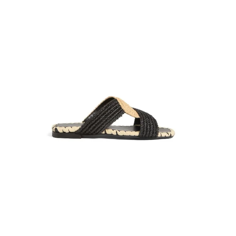 Women's Prado Raffia Sandal In Natural/ Black