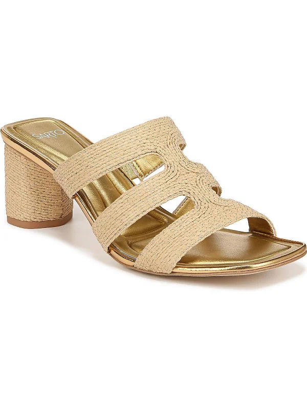 Womens Raffia Slip-On Slide Sandals