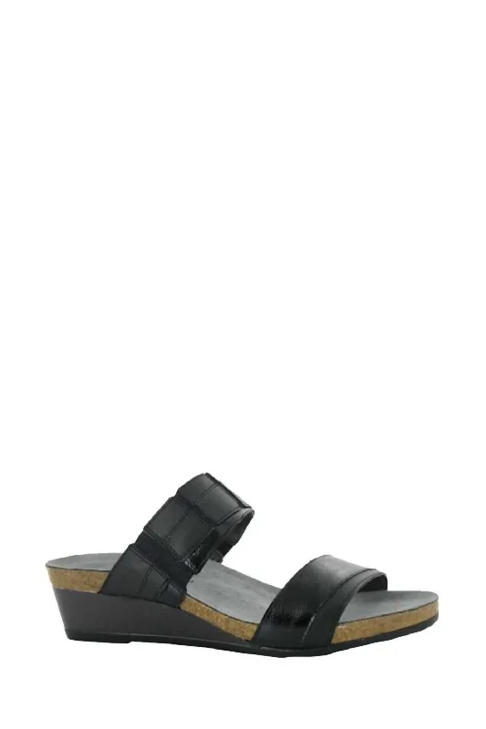 Women's Royalty Sandals In Jet Black Leather