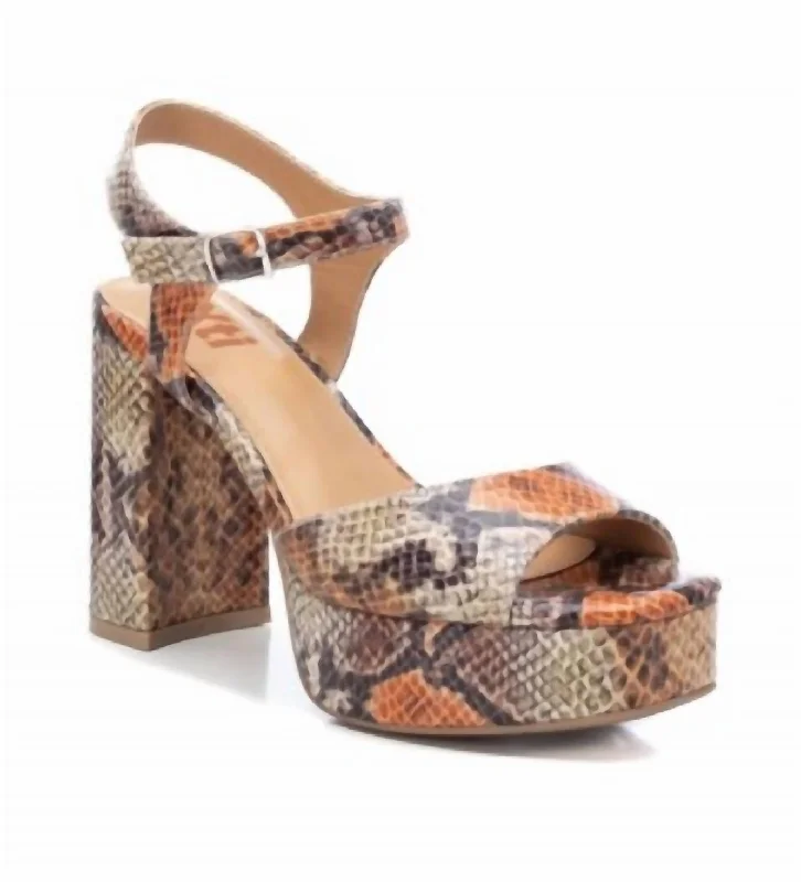 Women's Snakeskin Sandals In Taupe