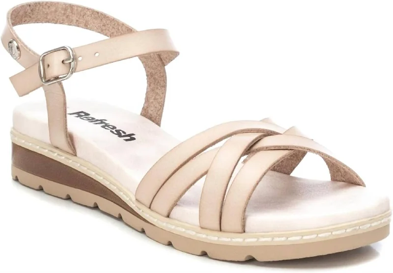 Women's Strappy Comfort Sandals In Light Beige