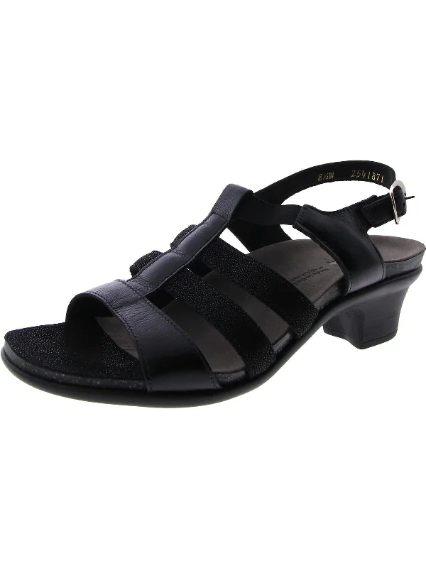 Womens Strappy Open Toe Block Heel