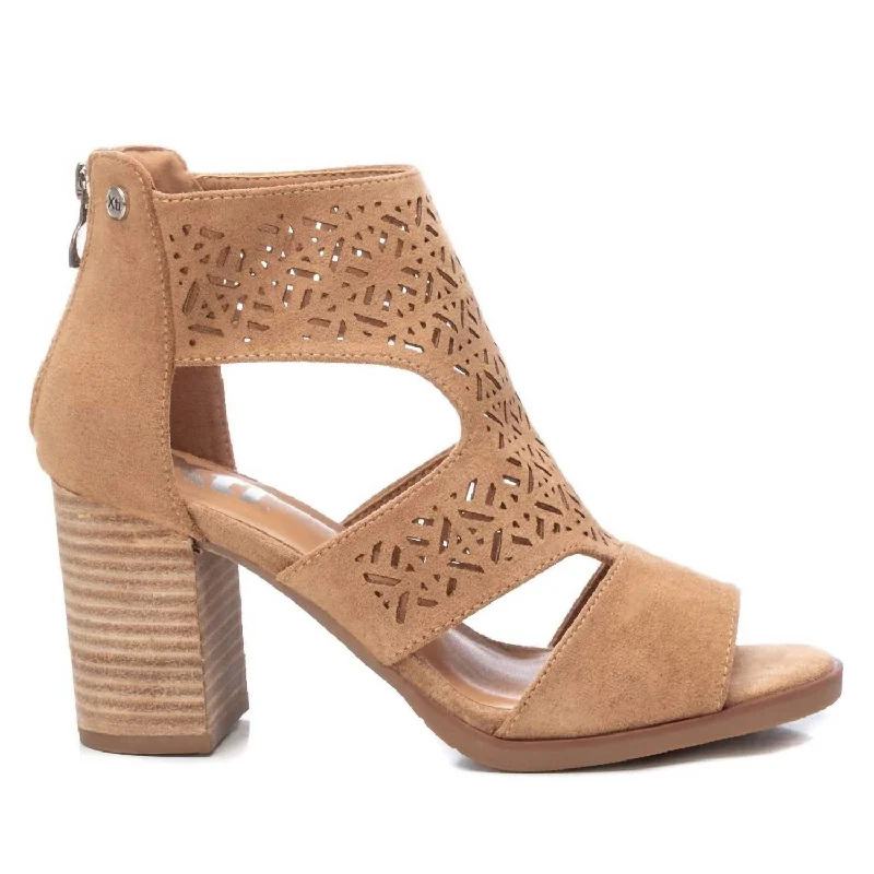 Women's Suede Sandals In Light Brown