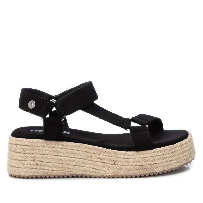 Women's Suede Strappy Sandals In Black