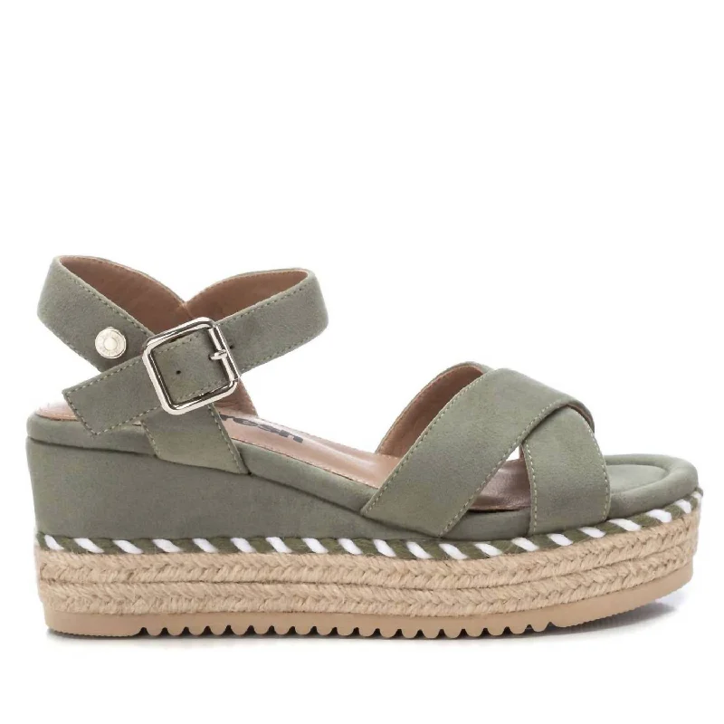 Women's Suede Wedge Sandals In Green