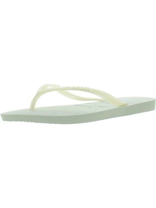 Womens Textured Flat Flip-Flops