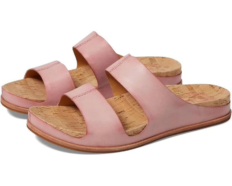 Women's Tutsi Leather With Cork Bed Ergonomic Sandal In Pink