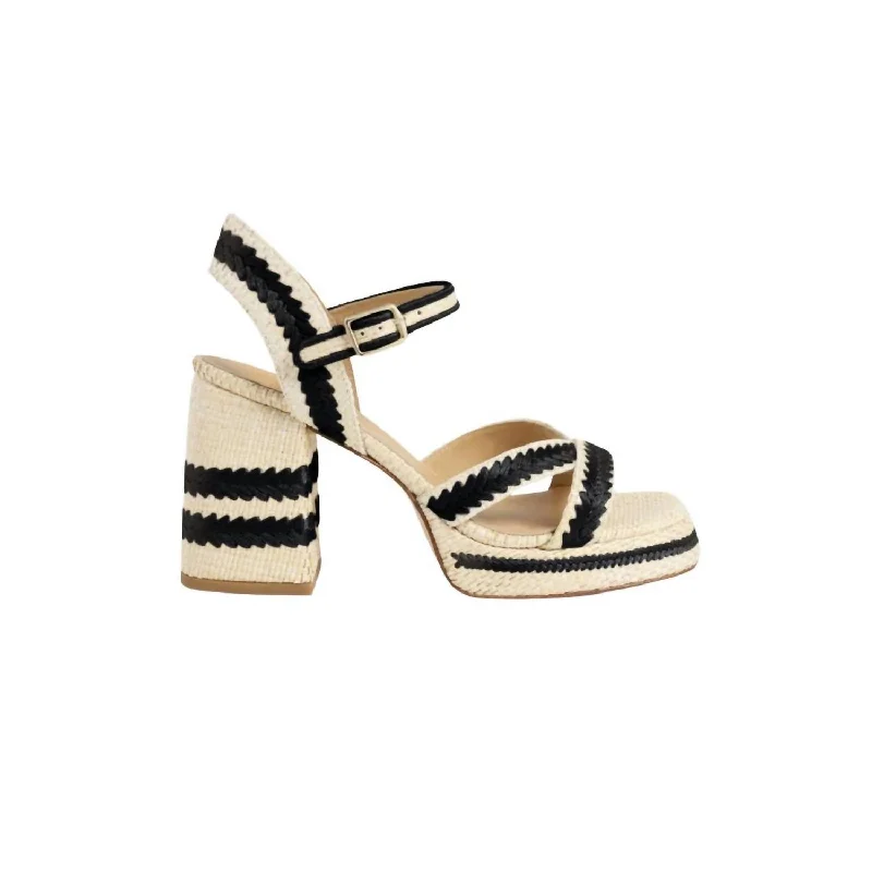 Women's Vega Raffia Sandal In Natural/ Negro