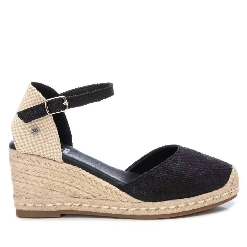 Women's Wedge Espadrilles Sandal In Black