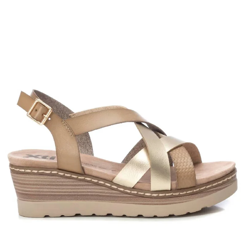 Women's Wedge Sandals In Gold