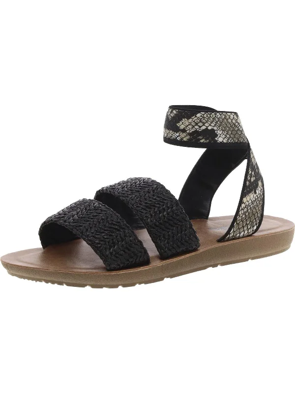 Womens Woven Embossed Ankle Strap