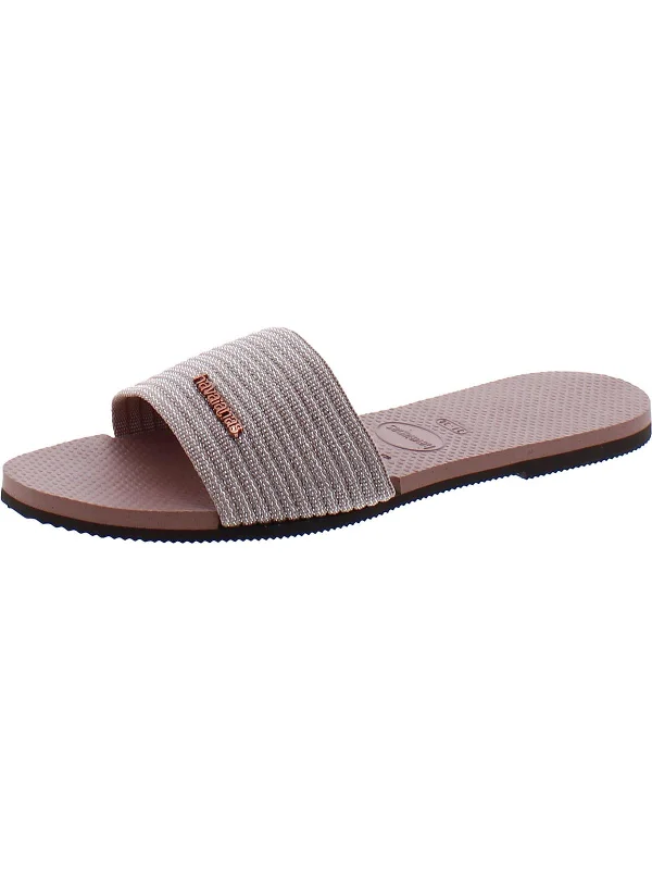 Womens Woven Shimmer Slide Sandals