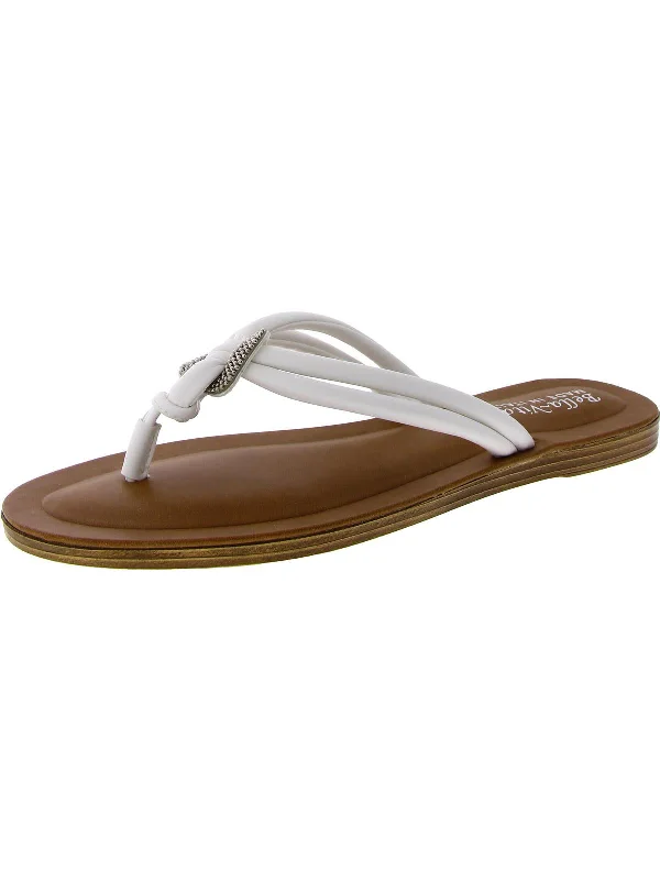 Zov-Italy Womens Faux Leather Thong Flip-Flops