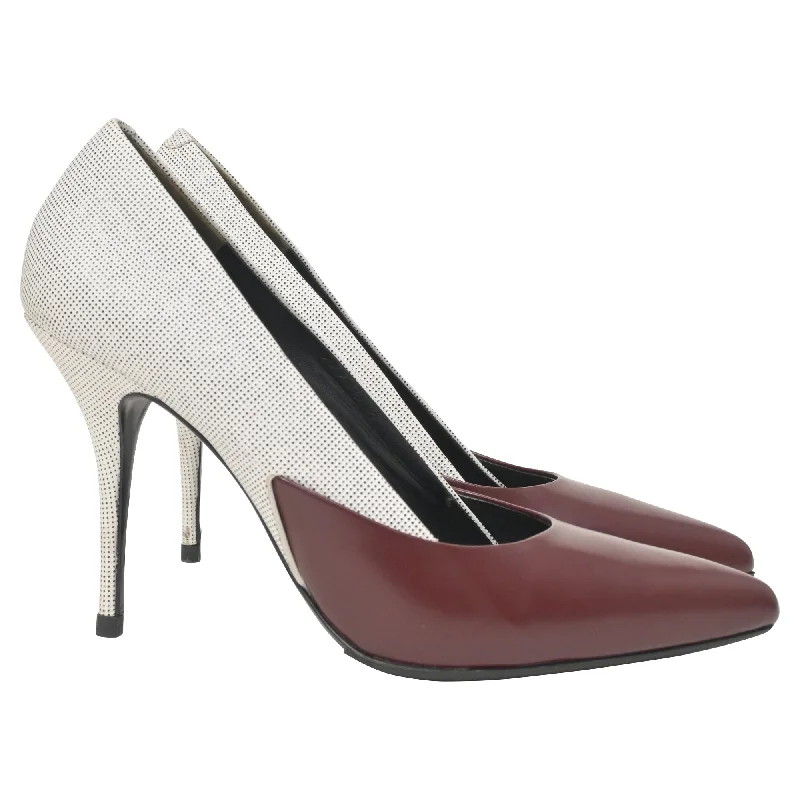 Alexander Wang Two-Tone High Heel Pumps in Cream and Burgundy Leather