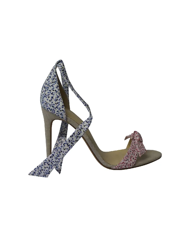 Alexandre Birman Clarita Floral Knotted Heels in Multicolor Cotton