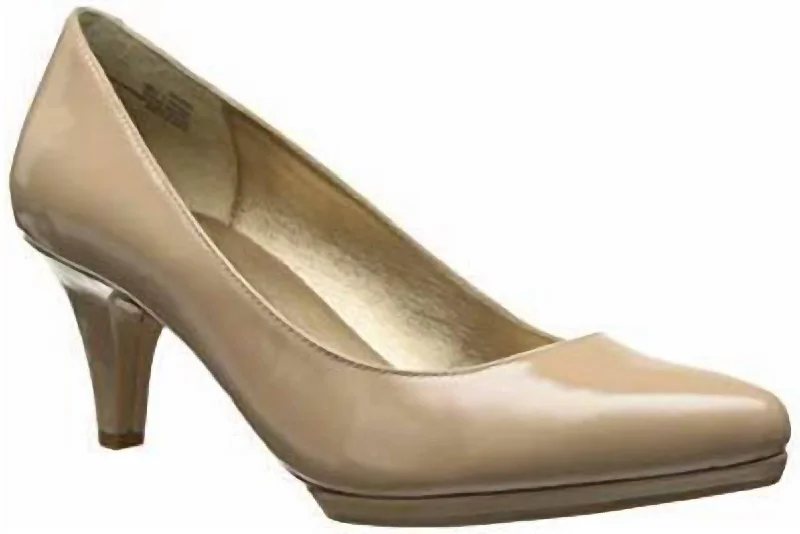 Andrea Patent Leather Low Heels In Driftwood