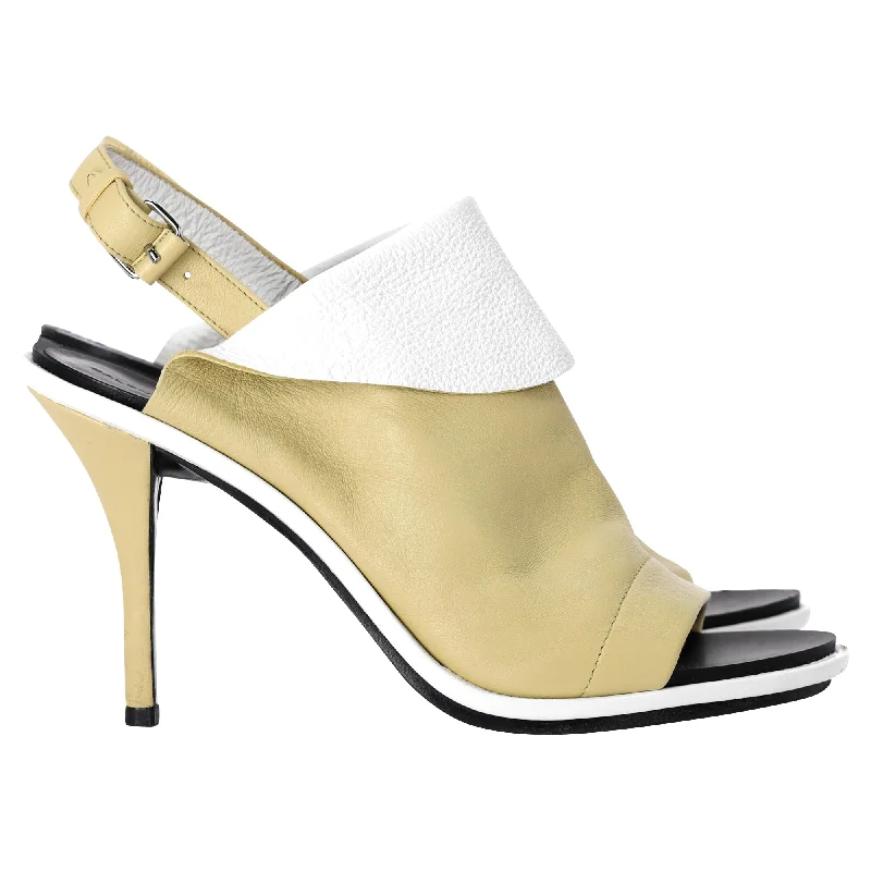 Balenciaga Glove Peep Toe Sandals in Yellow Leather