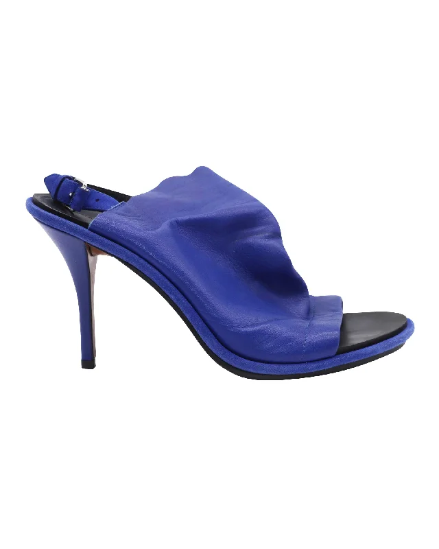 Balenciaga Glove Slingback Heels in Blue Leather