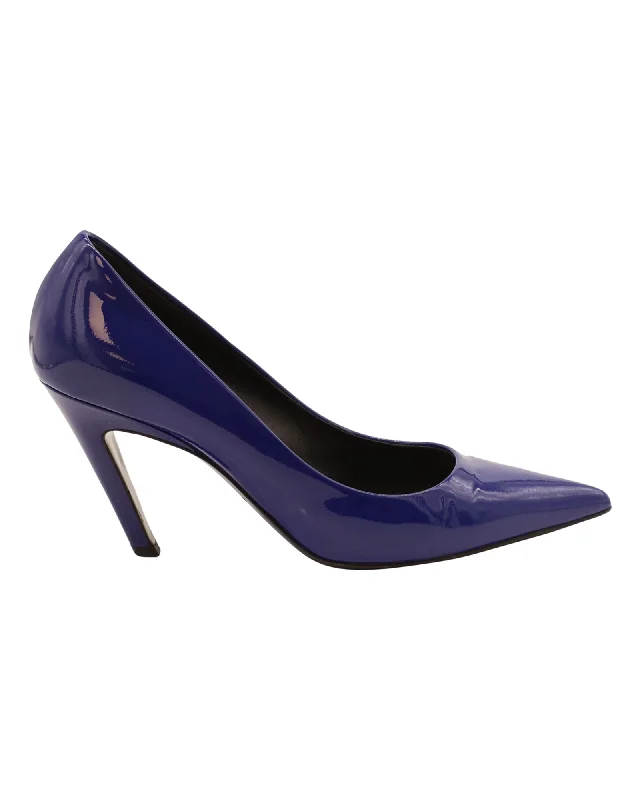 Balenciaga Pointed Pumps in Blue Patent Leather