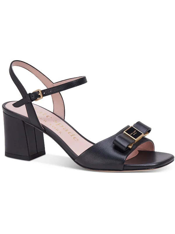 Bowdie Womens Leather Block Heel Slingback Heels