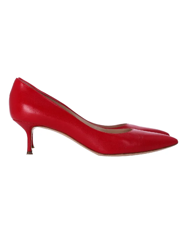 Casadei Low Heel Pumps in Red Leather