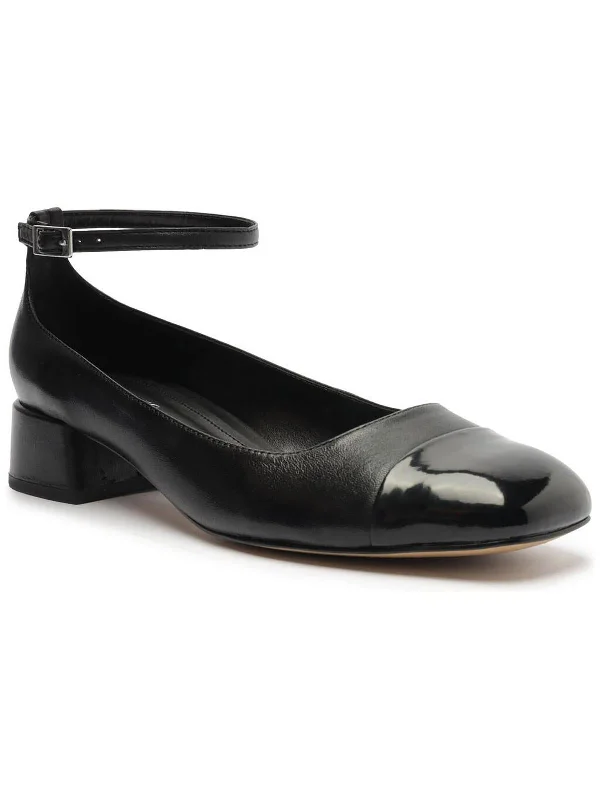 Chloe Low Block Womens Leather Slip On Block Heels