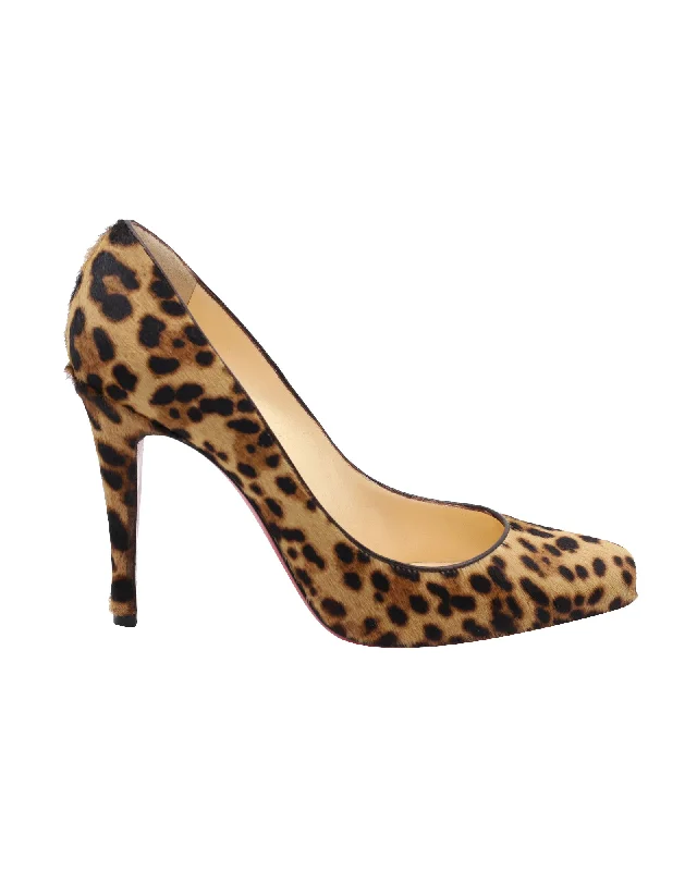 Christian Louboutin Leopard Print High Heel Pumps in Multicolor Pony Hair