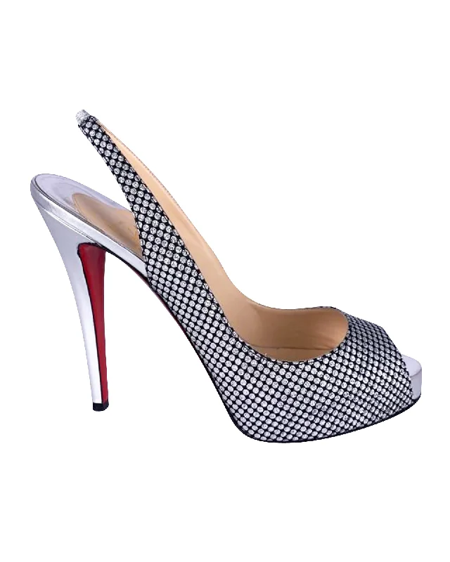 Christian Louboutin No Prive 120 Heels in Silver Leather