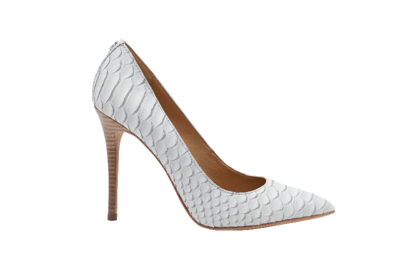 Coach Harlee Snake-Effect Heels in Silver Leather