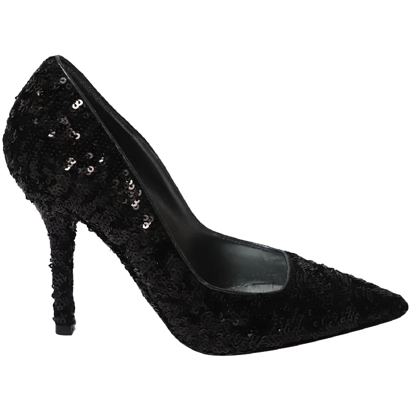 Dolce & Gabbana Black Sequin Pumps in Black Leather