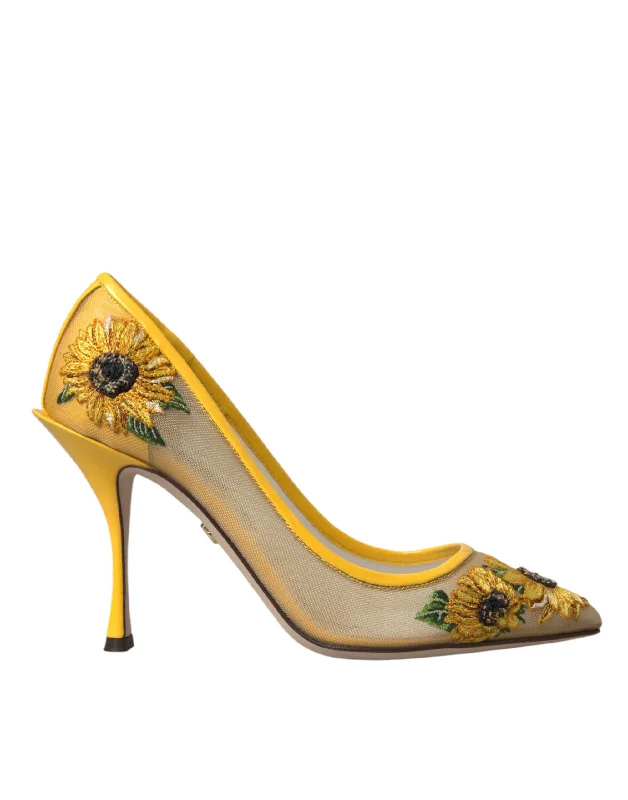 Dolce & Gabbana  Sunflower Mesh Heels Pumps Women's Shoes