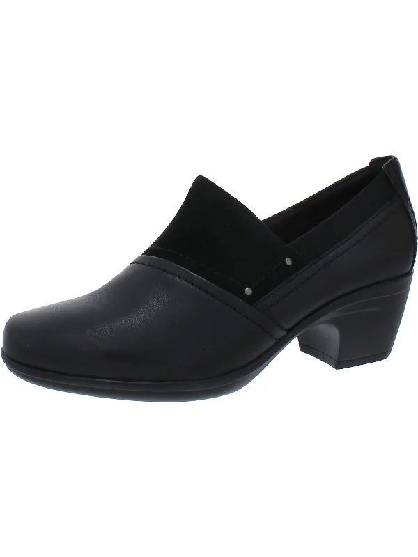 Emily Step Womens Leather Slip-On Kitten Heels