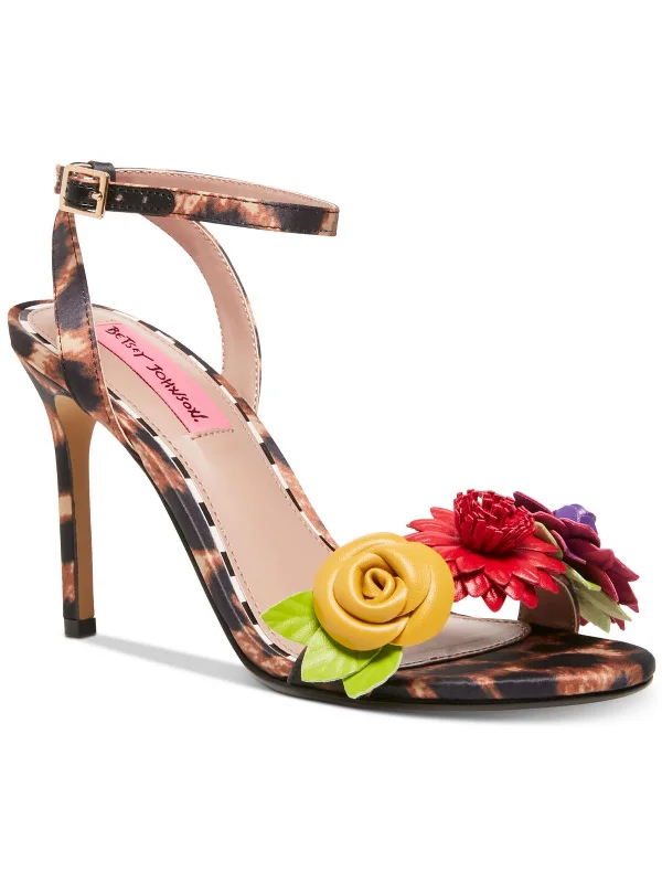 Fluer Womens Embellished Flowers Heel Sandals