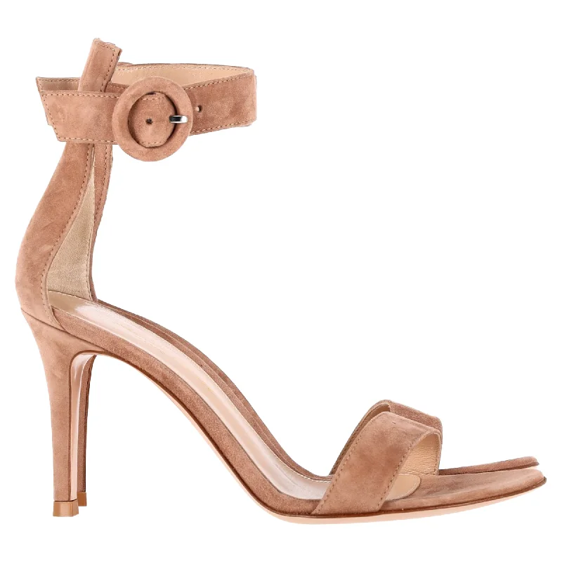 Gianvito Rossi Portofino 85 Sandals in Brown Suede