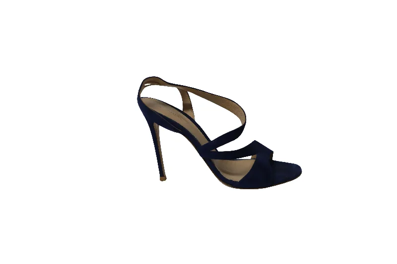 Gianvito Rossi Strappy Heels in Royal Blue Suede