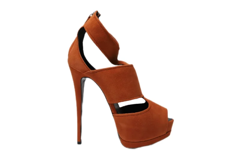 Giuseppe Zanotti Sharon 105 Heels in Orange Suede