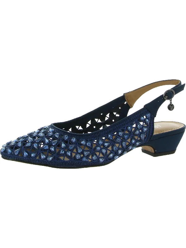 Hasini Womens Embellished Evening Slingback Heels