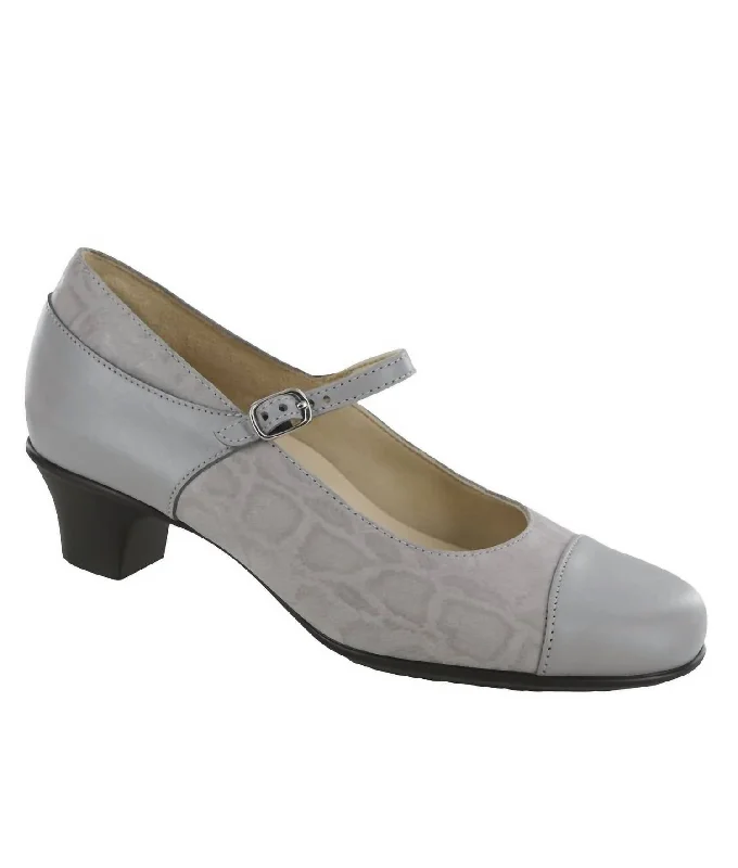 Isabel Mary Jane Heel - Double Wide In Grigio/snake