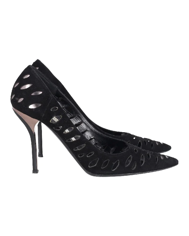 Jimmy Choo Lasercut Romy Pumps Black Suede