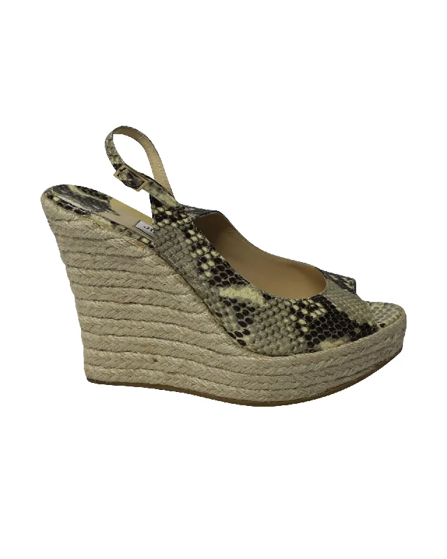 Jimmy Choo Polar Python Print Espadrille Wedges in Multicolor Leather