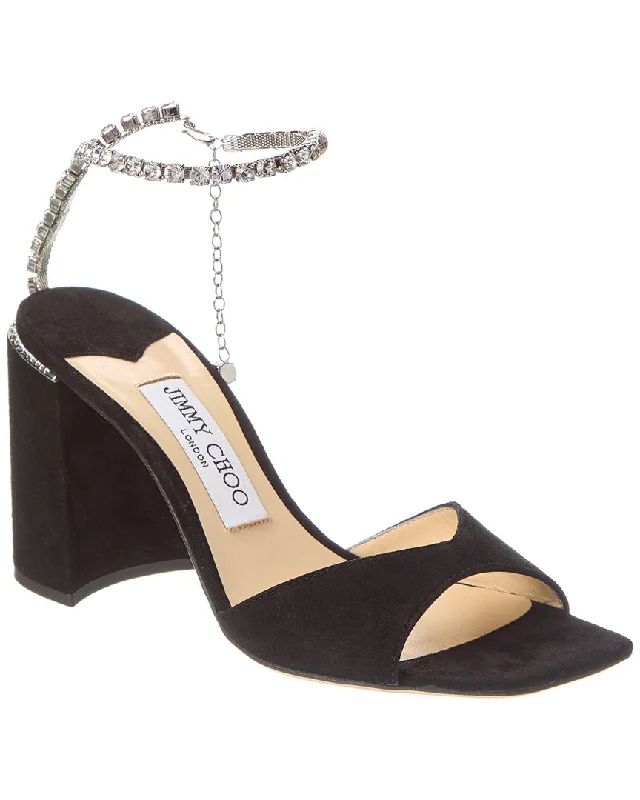 Jimmy Choo Saeda Block Heel 85 Suede Sandal