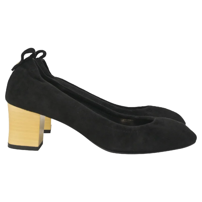 Lanvin Cube-Heel Pumps in Black Suede