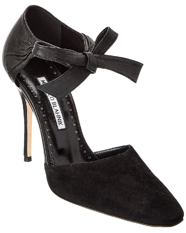 Manolo Blahnik Boduna 105 Suede & Leather Pump